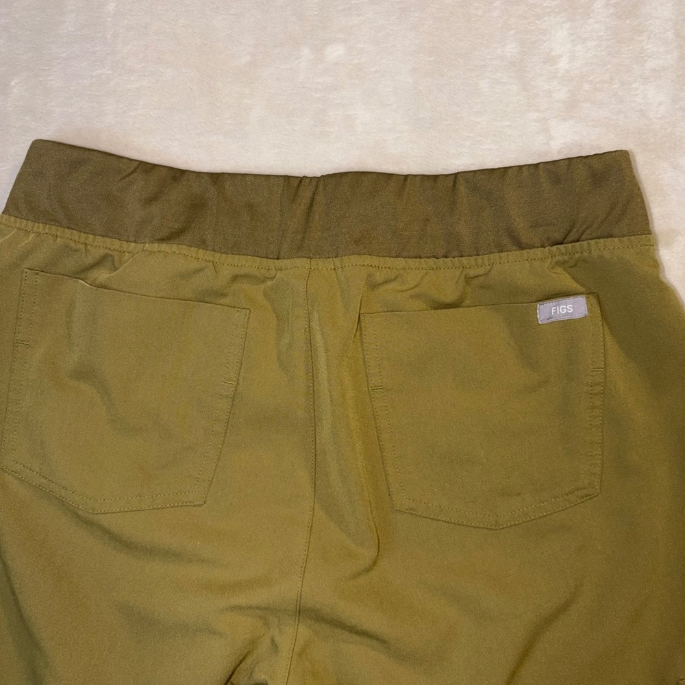 FIGS Zamora Jogger Scrub Pants Olive Green Neon Yellow Drawstring Tall Size MT - Picture 7 of 8